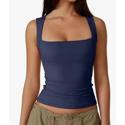 Pull d'été élégant en soie de lait à col carré pour femme