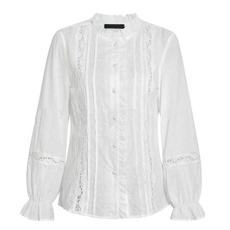 Chemise patchwork en coton à manches évasées