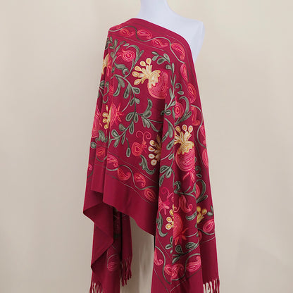 Gourd Pomegranate Blossom Embroidery Scarf Cashmere Shawl