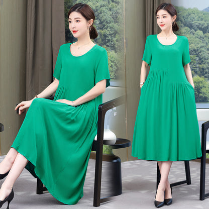 Nouvelle robe en popeline de couleur unie, mode d'été en plein air
