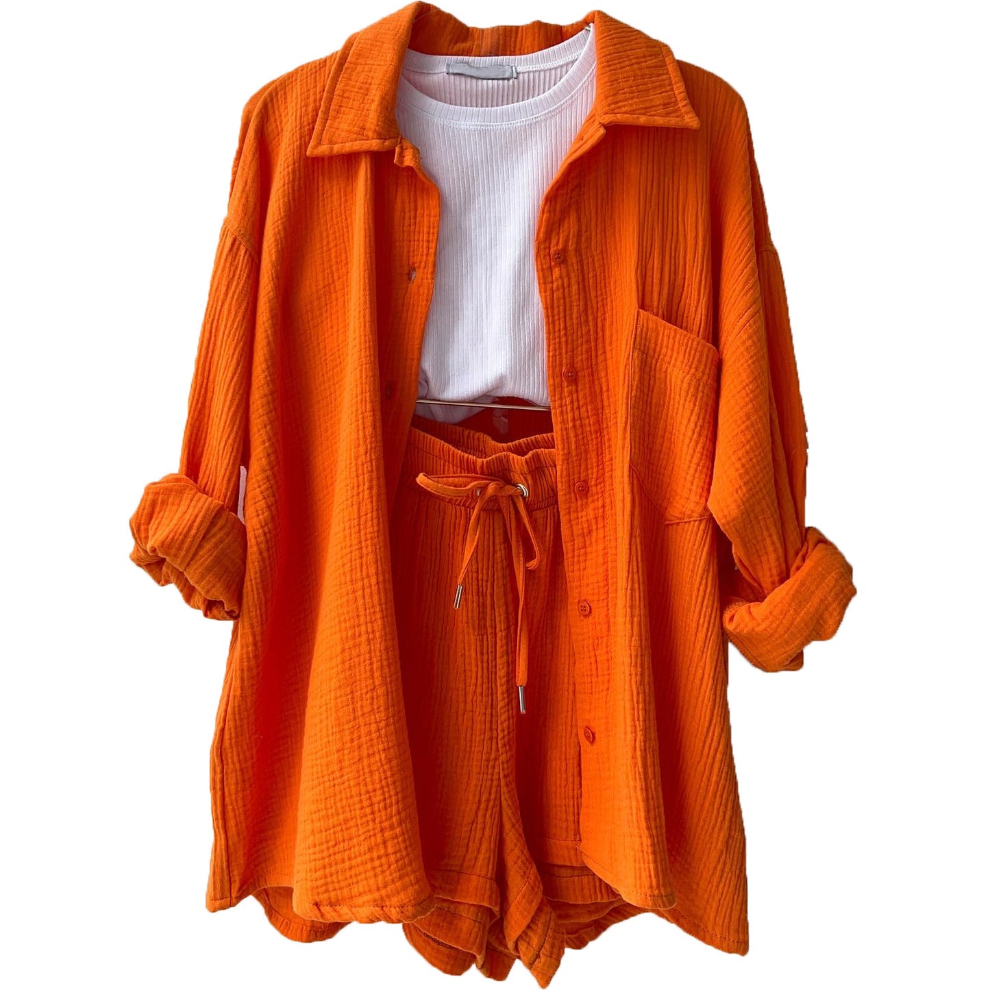 Ensemble chemise à manches longues et short décontracté