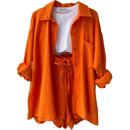 Ensemble chemise à manches longues et short décontracté