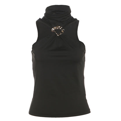 Veste slim à col ras du cou et ornements métalliques