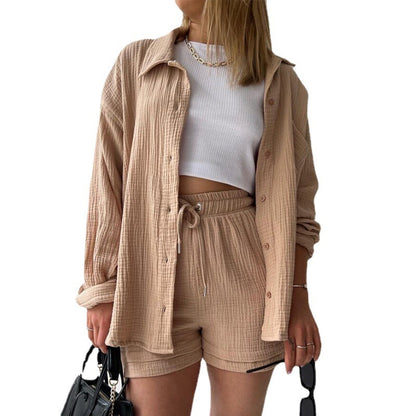 Ensemble chemise à manches longues et short décontracté
