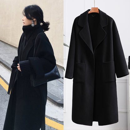 Double-faced woolen and cashmere coat