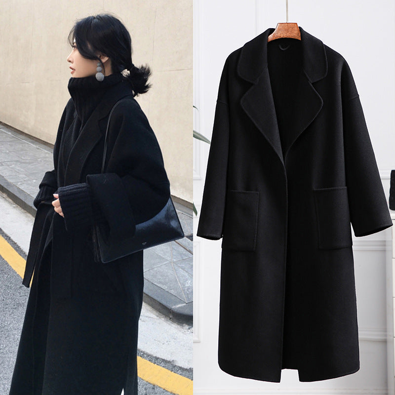 Double-faced woolen and cashmere coat