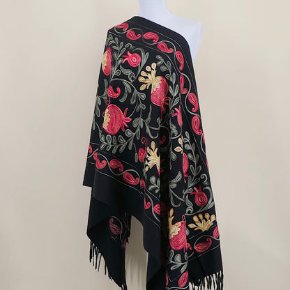 Gourd Pomegranate Blossom Embroidery Scarf Cashmere Shawl