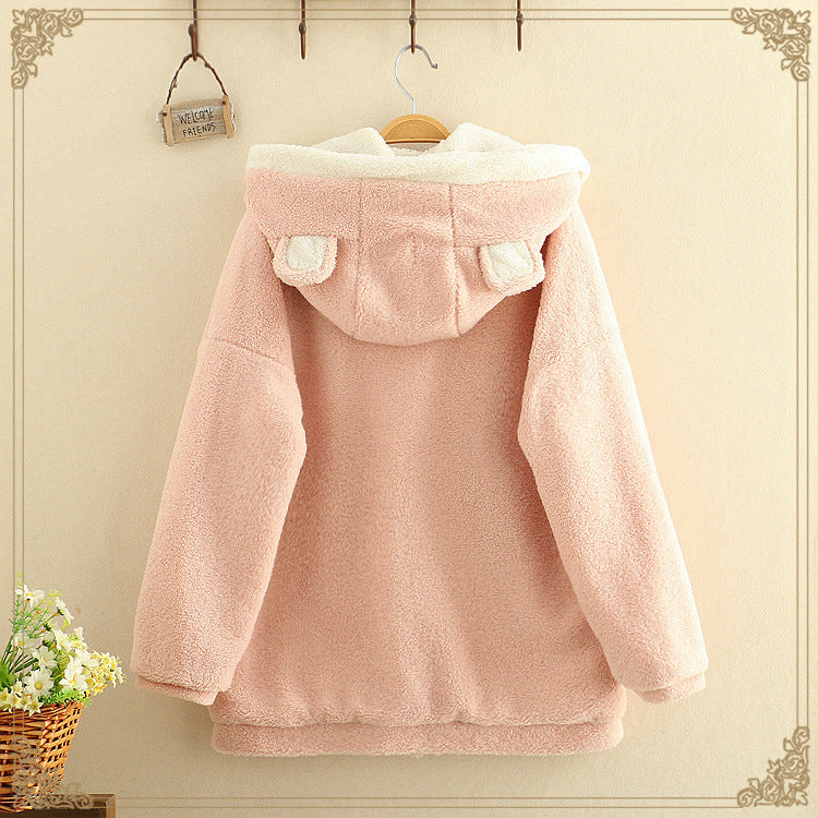 Cute college style cashmere cotton padded jacket