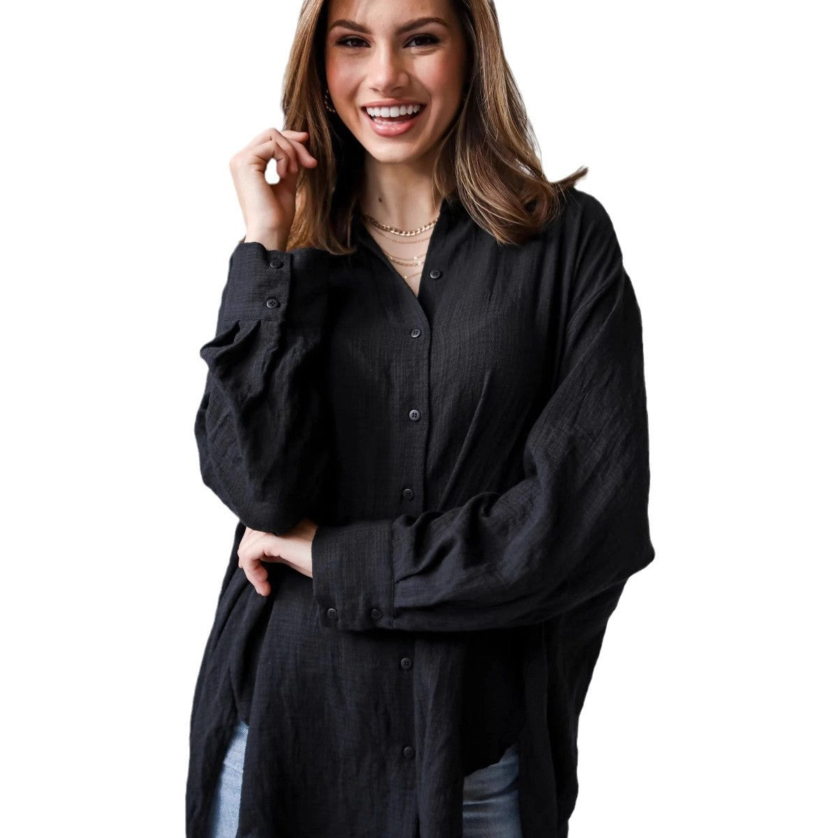 T-shirt décontracté à manches longues pour femme