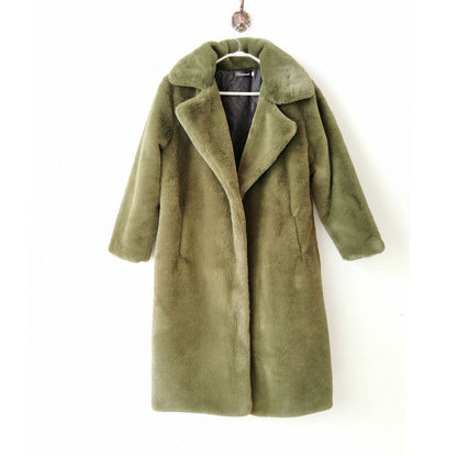 Women's Fur Long Plus Cotton Cashmere Coat