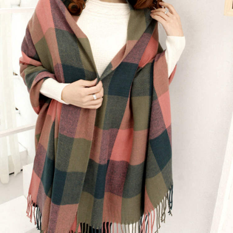 Women's Cashmere-like Plaid Scarf Fashionable Warm