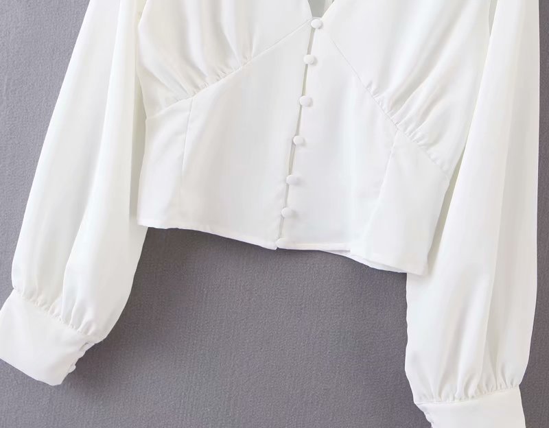 Chemise col V avec boutons au tempérament vintage