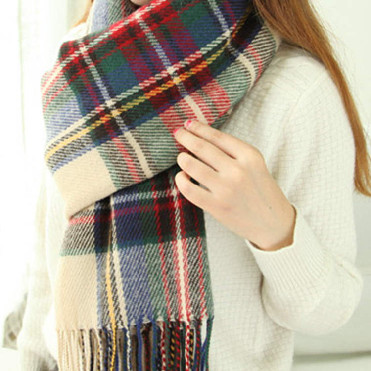 Women's Cashmere-like Plaid Scarf Fashionable Warm