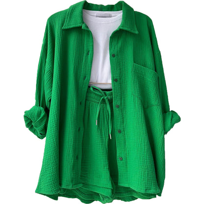 Ensemble chemise à manches longues et short décontracté