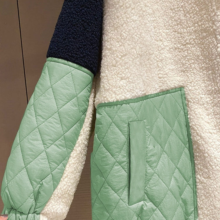 Manteau doublé en laine d'agneau brodé