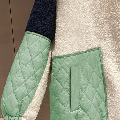 Manteau doublé en laine d'agneau brodé