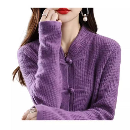 Women's Cashmere Cardigan Chinese Retro Buckle