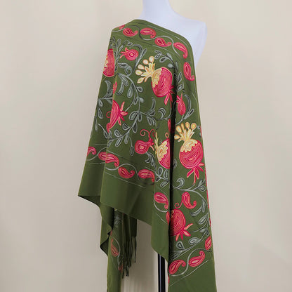 Gourd Pomegranate Blossom Embroidery Scarf Cashmere Shawl