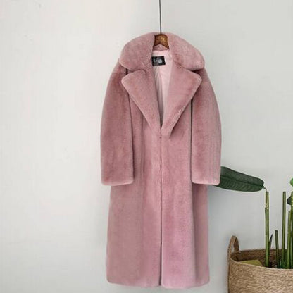 Women's Fur Long Plus Cotton Cashmere Coat