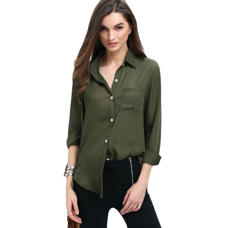 Chemise en mousseline à boutons à revers