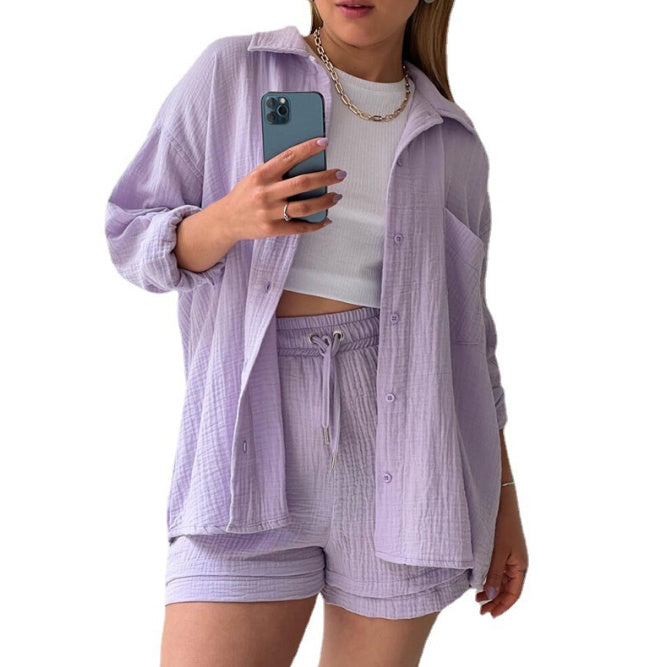 Ensemble chemise à manches longues et short décontracté