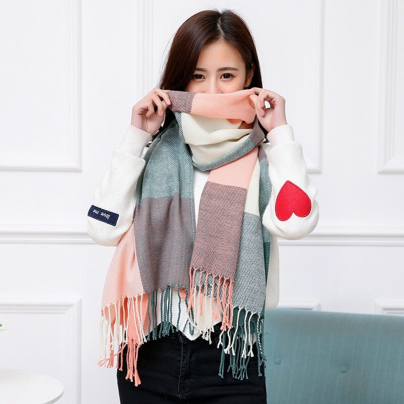Women's Cashmere-like Plaid Scarf Fashionable Warm