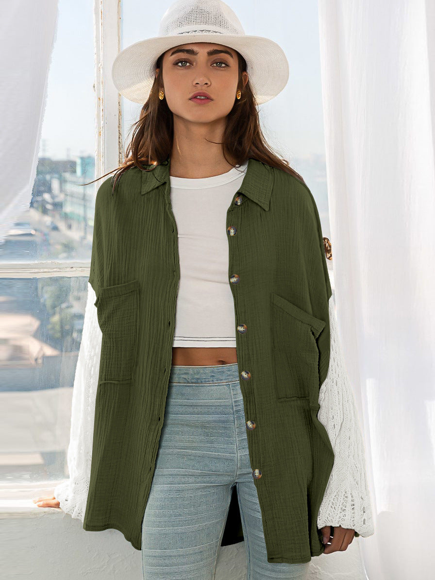 Chemise en crêpe à coutures en dentelle pour femme