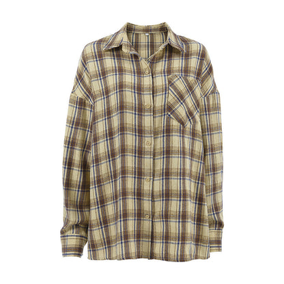 Chemise à carreaux rétro tendance pour femme