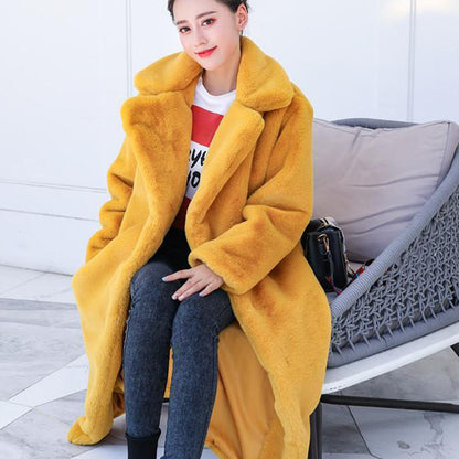 Women's Fur Long Plus Cotton Cashmere Coat