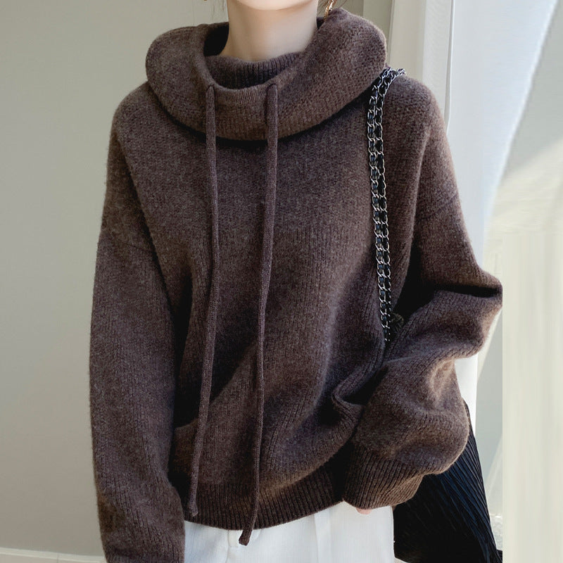 Women's Fashion Loose Cashmere Heaps Collar Sweater