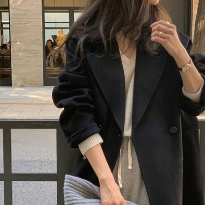 Solid Color Suit Reversible Cashmere Coat Coat