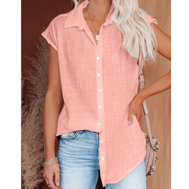 Chemise simple boutonnage de couleur unie pour femme