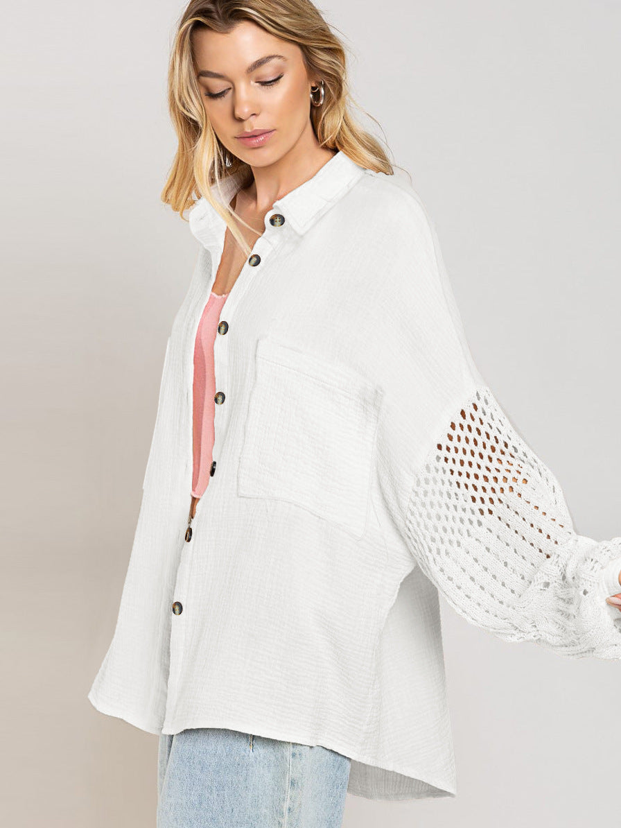 Chemise en crêpe à coutures en dentelle pour femme