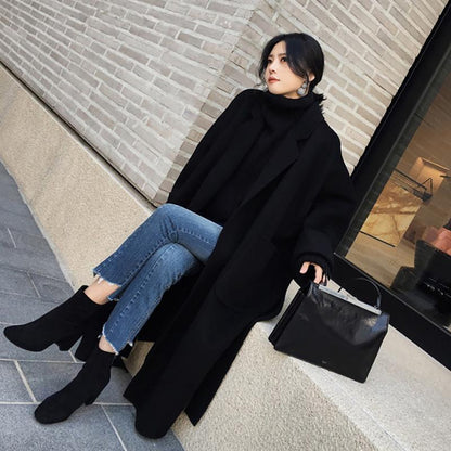 Double-faced woolen and cashmere coat