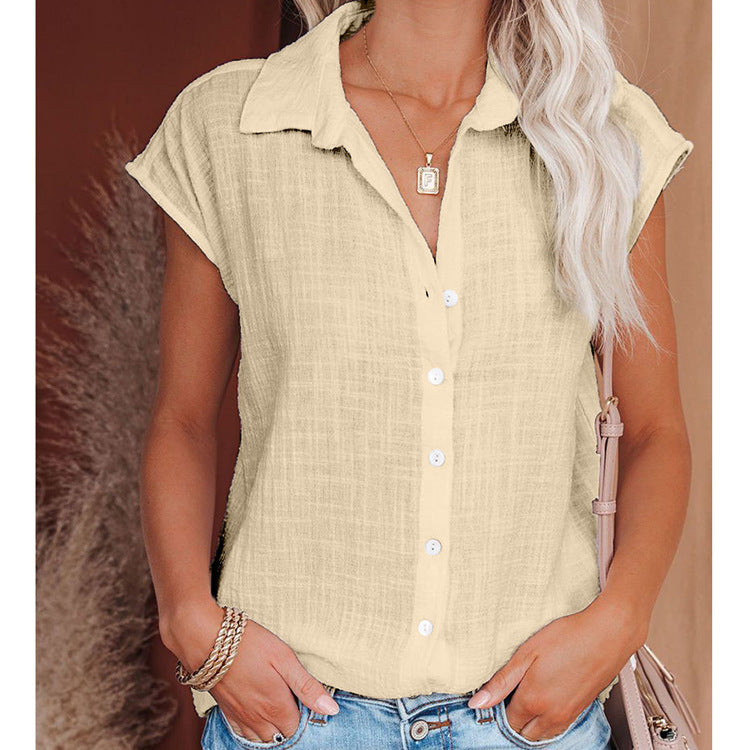 Chemise simple boutonnage de couleur unie pour femme
