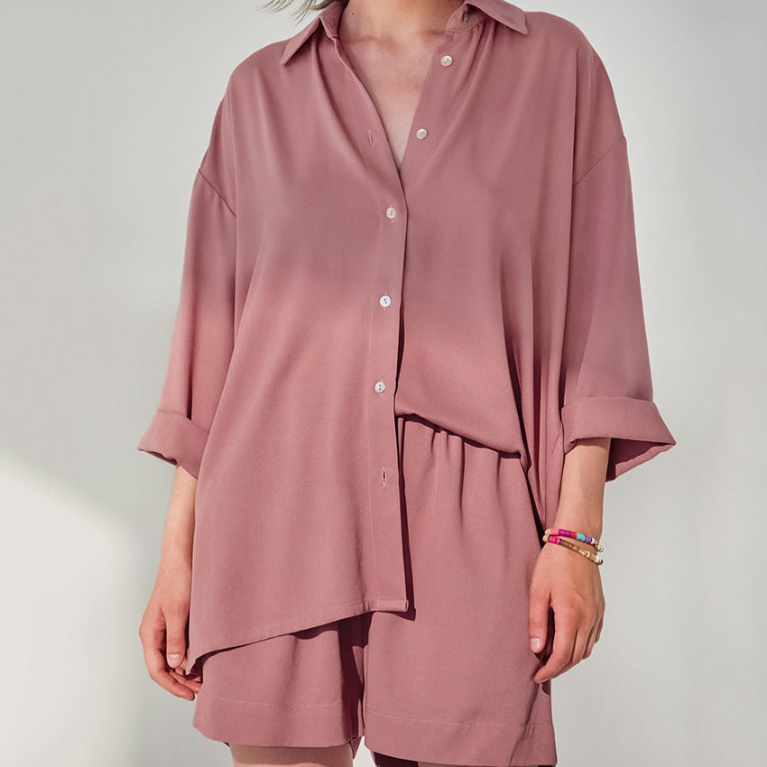 Ensemble pyjama ample en soie avec manches