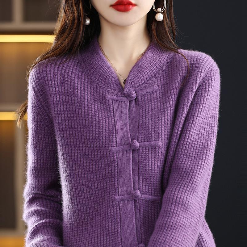 Women's Cashmere Cardigan Chinese Retro Buckle