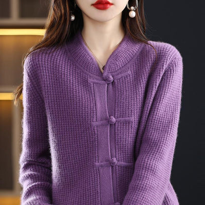 Women's Cashmere Cardigan Chinese Retro Buckle