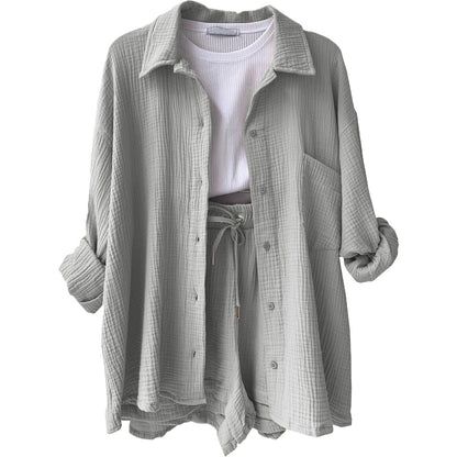 Ensemble chemise à manches longues et short décontracté