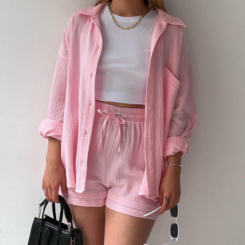 Ensemble chemise à manches longues et short décontracté