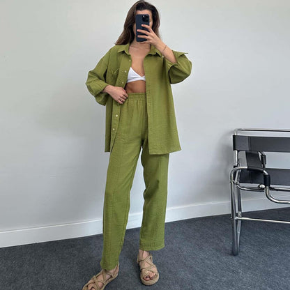 Chemise décontractée de couleur unie pour femme