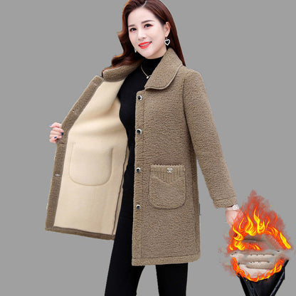 Women's Cashmere Thickened Lamb Wool Coat