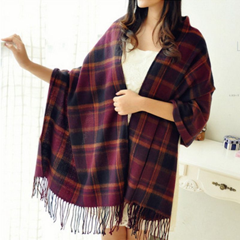 Women's Cashmere-like Plaid Scarf Fashionable Warm