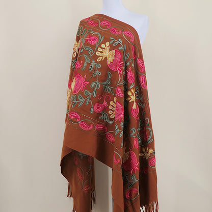 Gourd Pomegranate Blossom Embroidery Scarf Cashmere Shawl