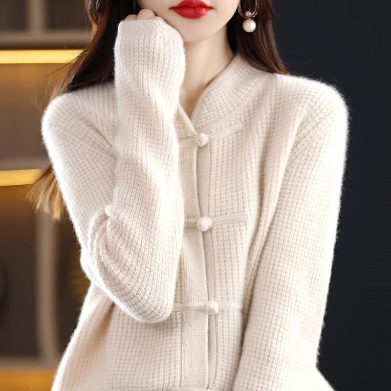Women's Cashmere Cardigan Chinese Retro Buckle