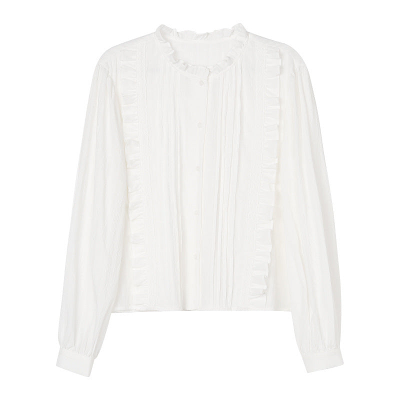 Chemisier simple boutonnage style doux avec col lotus