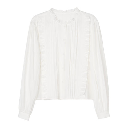 Chemisier simple boutonnage style doux avec col lotus