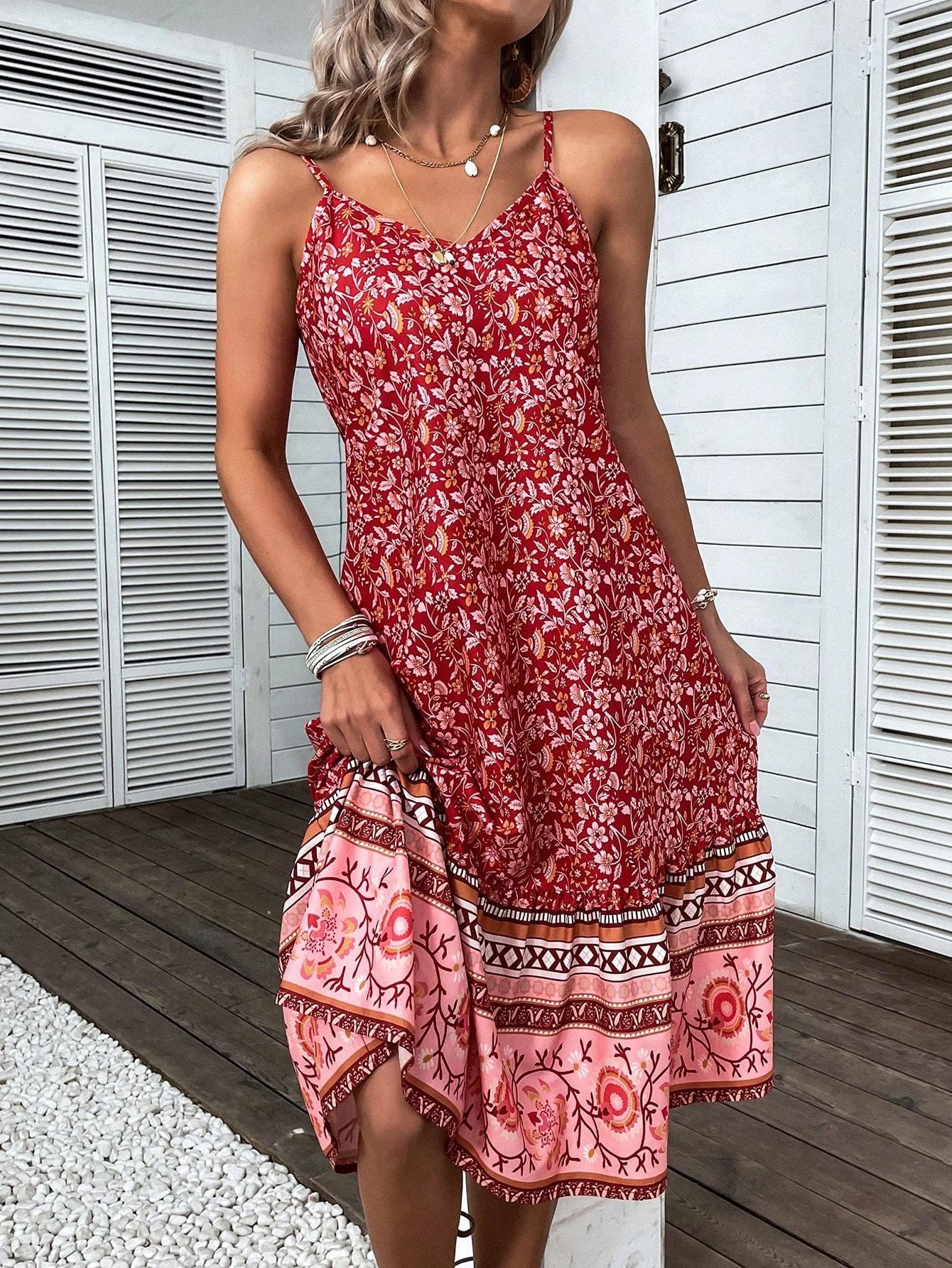 Robe longue décontractée imprimée sans manches pour femme