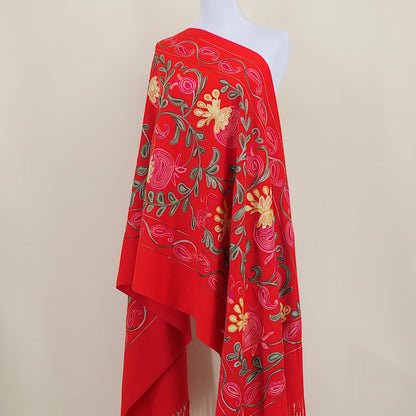 Gourd Pomegranate Blossom Embroidery Scarf Cashmere Shawl