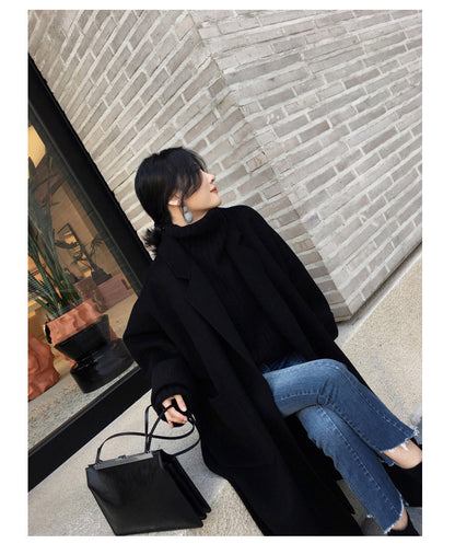 Double-faced woolen and cashmere coat